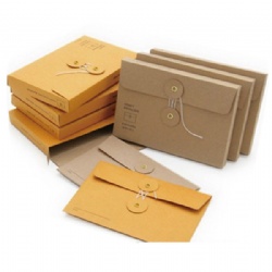 Custom rigid kraft cardboard paper envelope with string